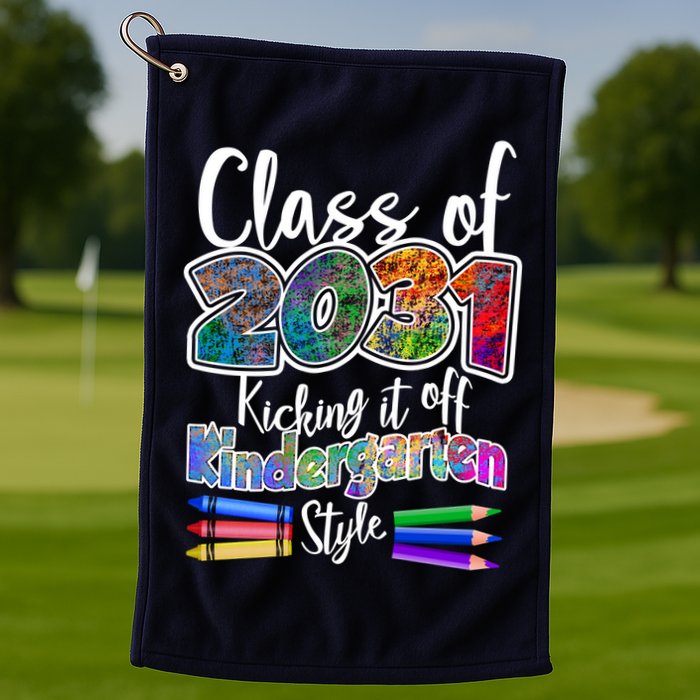Class Of 2031 Kicking It Off Kindergarten Style Golf Towel