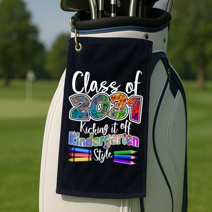 Class Of 2031 Kicking It Off Kindergarten Style Golf Towel