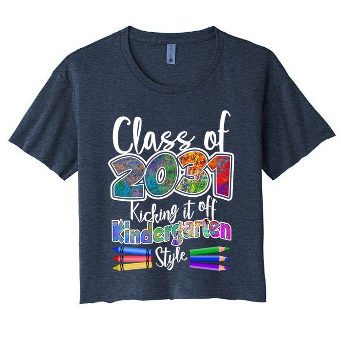 Class Of 2031 Kicking It Off Kindergarten Style Crop Top
