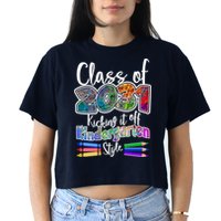 Class Of 2031 Kicking It Off Kindergarten Style Crop Top