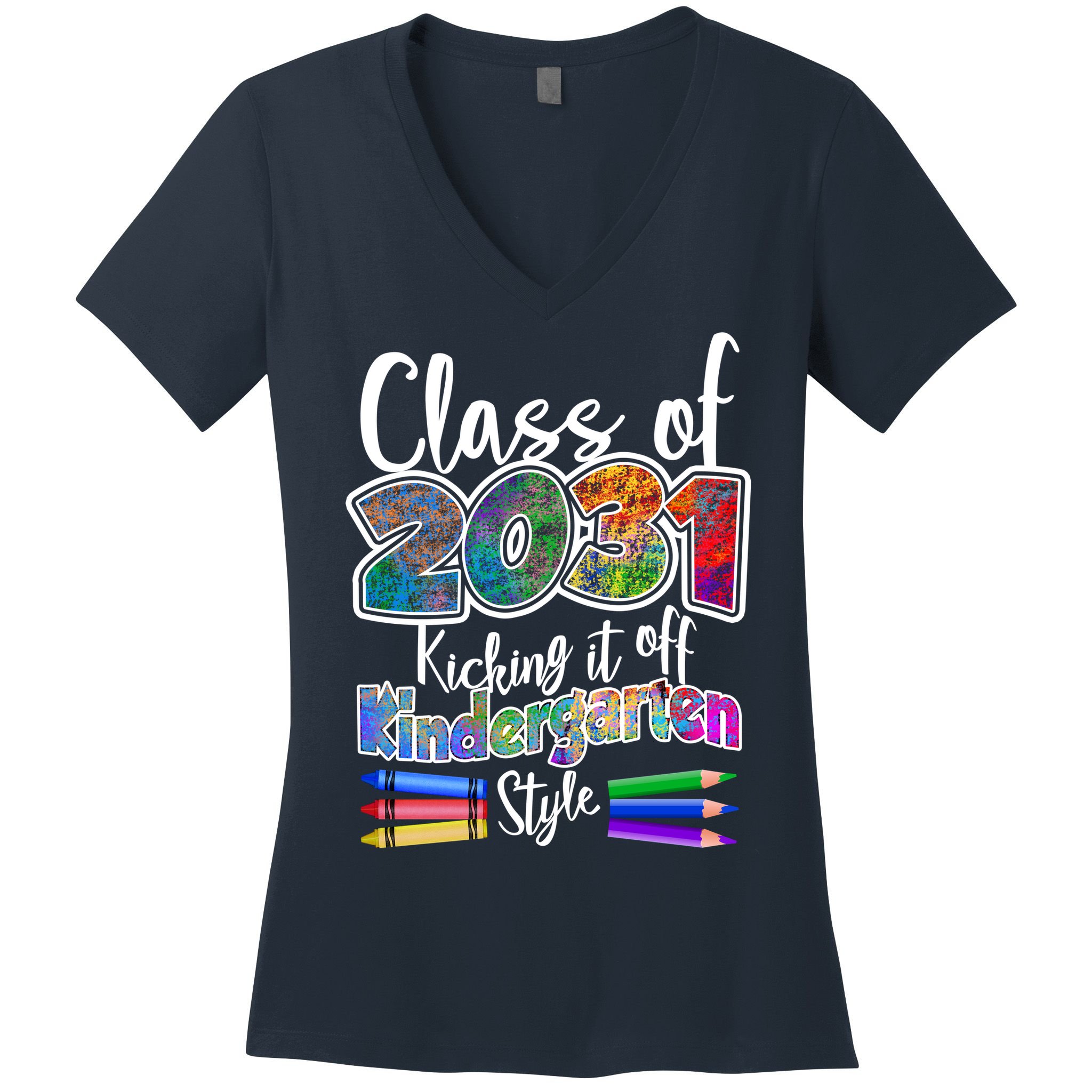 Class Of 2031 Kicking It Off Kindergarten Style Women's V-Neck T-Shirt