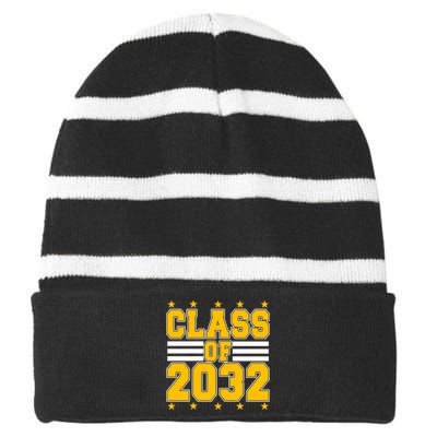 Class Of 2032 First Day Of Kindergarten Striped Beanie with Solid Band