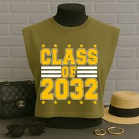 Class Of 2032 First Day Of Kindergarten Garment-Dyed Women's Muscle Tee