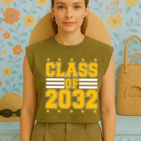 Class Of 2032 First Day Of Kindergarten Garment-Dyed Women's Muscle Tee
