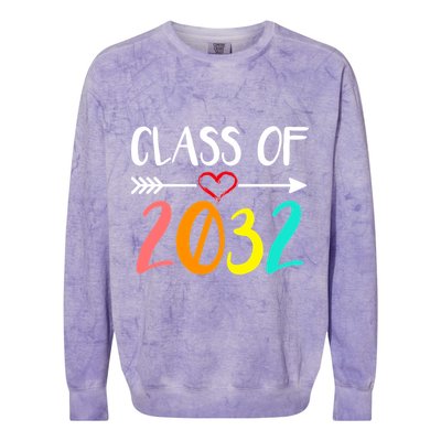 Class Of 2032 First Day Of School Kindergarten Colorblast Crewneck Sweatshirt