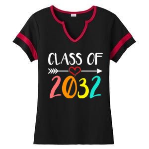 Class Of 2032 First Day Of School Kindergarten Ladies Halftime Notch Neck Tee