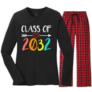 Class Of 2032 First Day Of School Kindergarten Women's Long Sleeve Flannel Pajama Set 