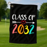 Class Of 2032 First Day Of School Kindergarten Golf Towel