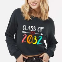 Class Of 2032 First Day Of School Kindergarten Cropped Pullover Crew