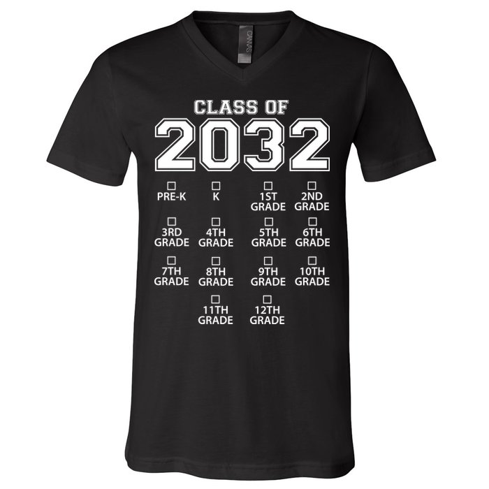 Class Of 2032 Grades Checklist Funny V-Neck T-Shirt