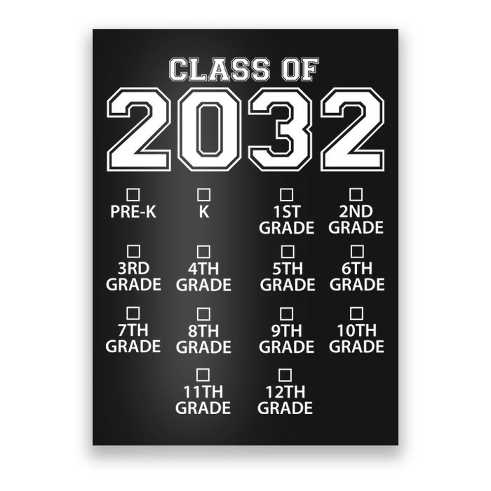 Class Of 2032 Grades Checklist Funny Poster
