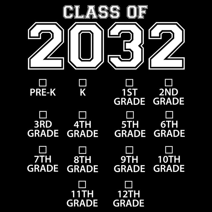 Class Of 2032 Grades Checklist Funny Toddler T-Shirt