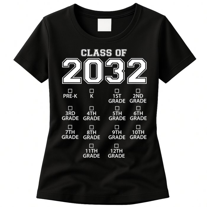 Class Of 2032 Grades Checklist Funny Womens T-Shirt