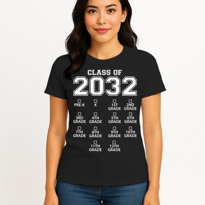 Class Of 2032 Grades Checklist Funny Womens T-Shirt