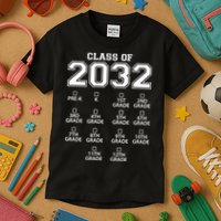 Class Of 2032 Grades Checklist Funny Kids T-Shirt