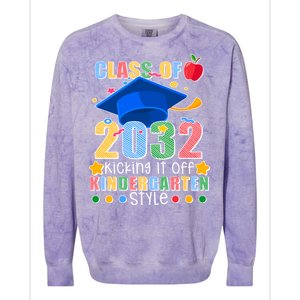 Class of 2032 Kicking off Kindergarten Colorblast Crewneck Sweatshirt