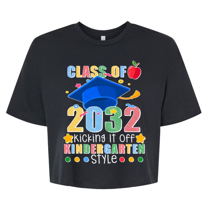 Class of 2032 Kicking off Kindergarten Bella+Canvas Jersey Crop Tee