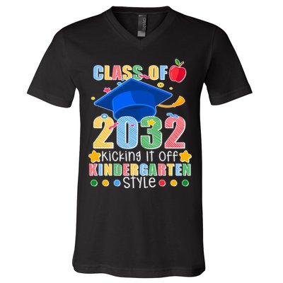 Class of 2032 Kicking off Kindergarten V-Neck T-Shirt