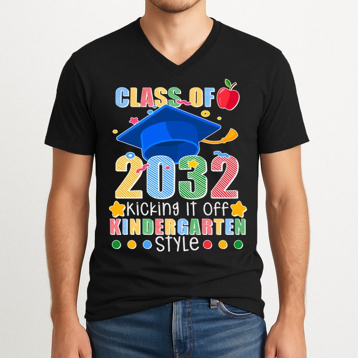 Class of 2032 Kicking off Kindergarten V-Neck T-Shirt