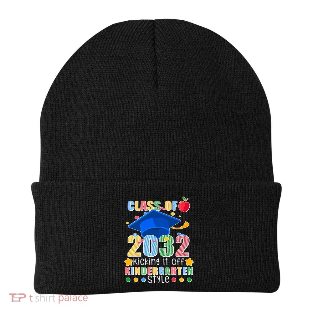 Class of 2032 Kicking off Kindergarten Knit Cap Winter Beanie