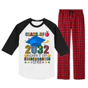 Class of 2032 Kicking off Kindergarten Raglan Sleeve Pajama Set