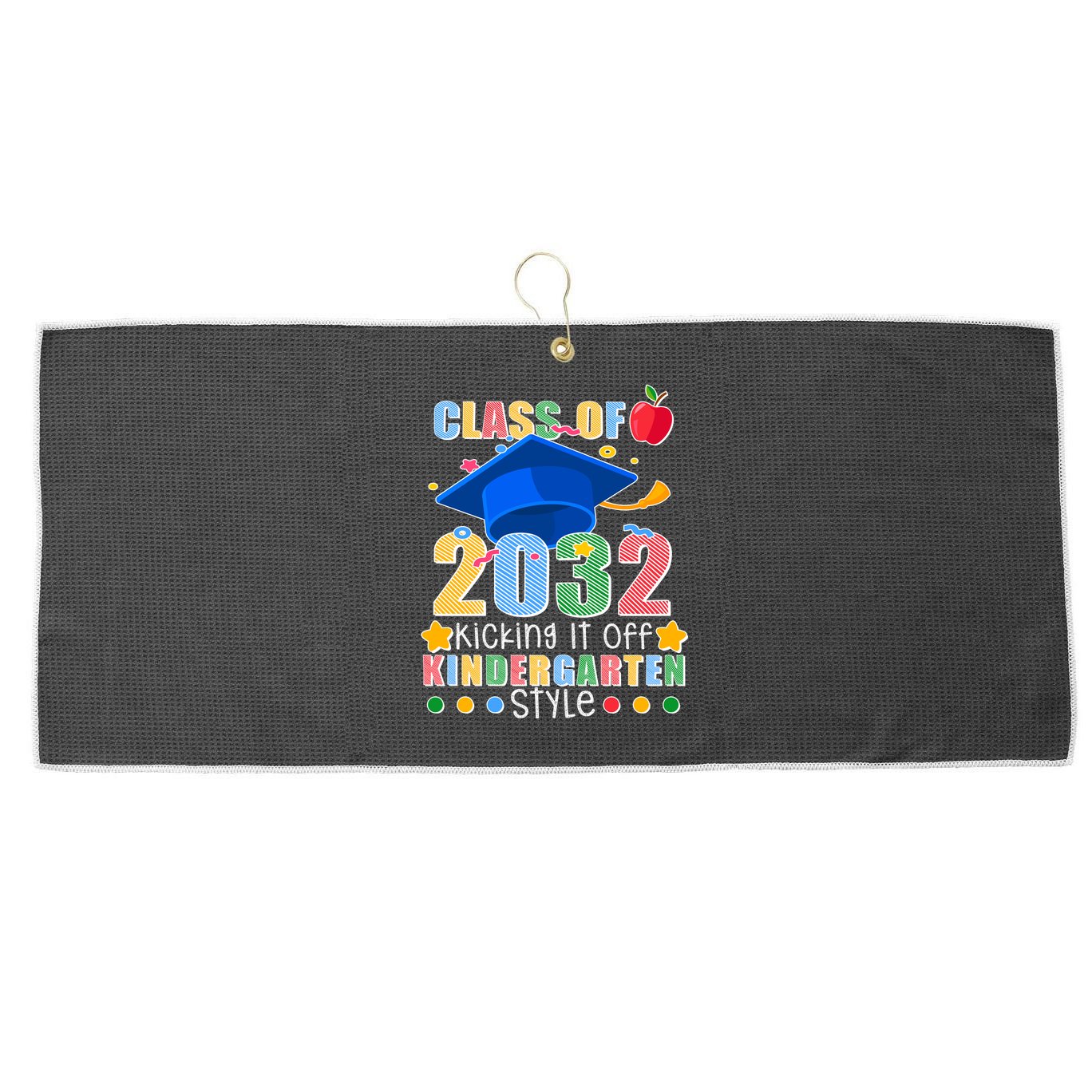 Class of 2032 Kicking off Kindergarten Large Microfiber Waffle Golf Towel