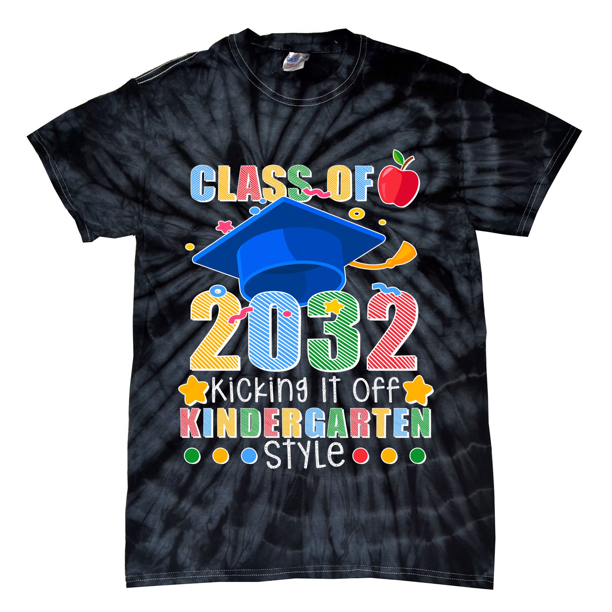 Class of 2032 Kicking off Kindergarten Tie-Dye T-Shirt