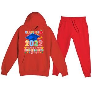 Class of 2032 Kicking off Kindergarten Premium Hooded Sweatsuit Set