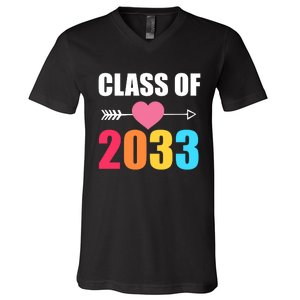 Class of 2033 School Kindergarten Colorful V-Neck T-Shirt