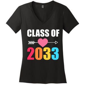 Class of 2033 School Kindergarten Colorful Women's V-Neck T-Shirt