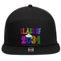 Class Of 2034 Graduation First Day Of School 7 Panel Mesh Trucker Snapback Hat