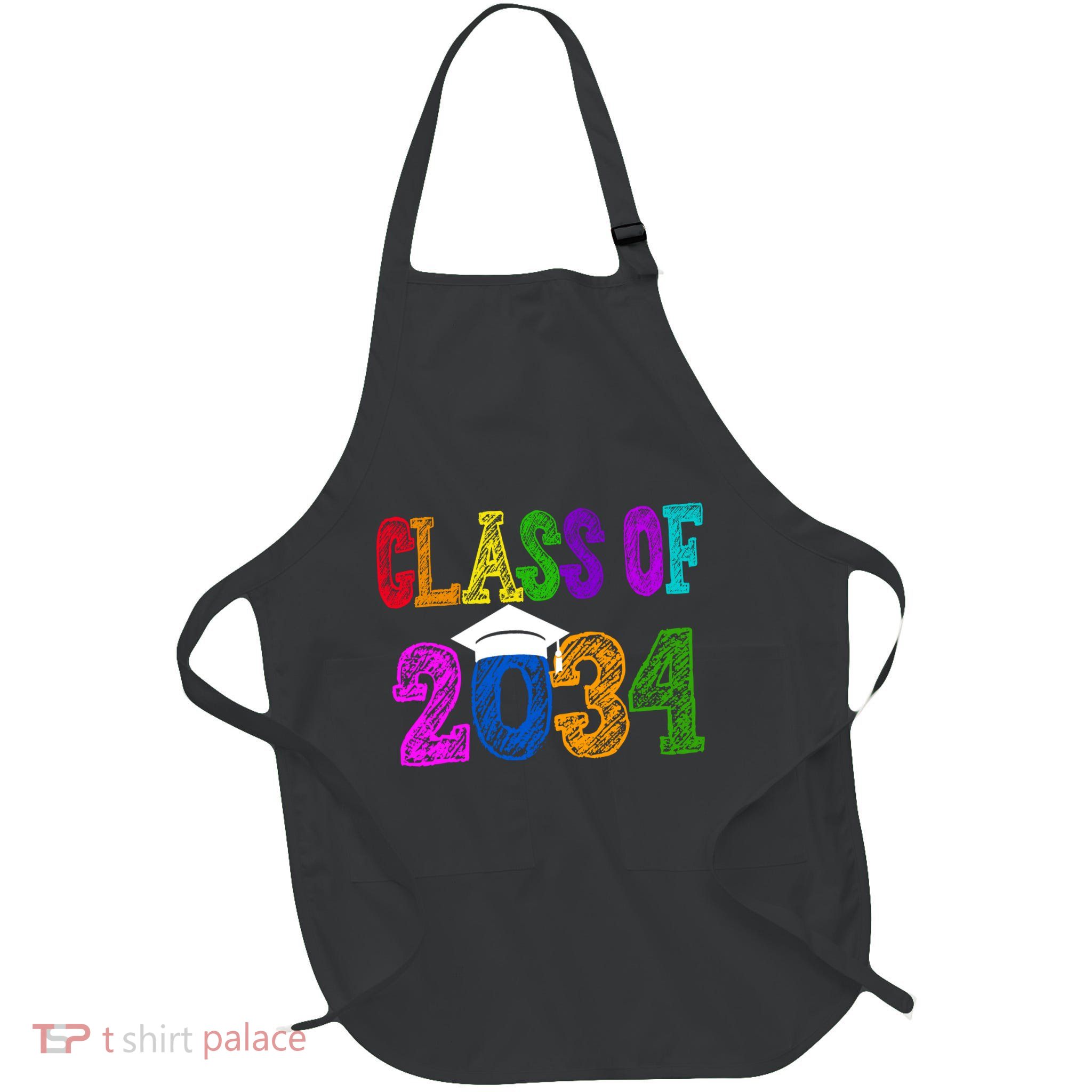 Class Of 2034 Graduation First Day Of School Full-Length Apron With Pockets
