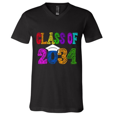 Class Of 2034 Graduation First Day Of School V-Neck T-Shirt