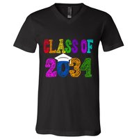 Class Of 2034 Graduation First Day Of School V-Neck T-Shirt