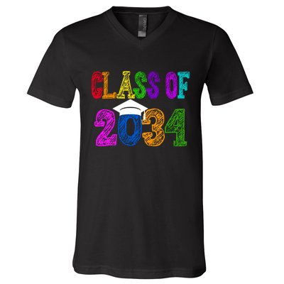 Class Of 2034 Graduation First Day Of School V-Neck T-Shirt