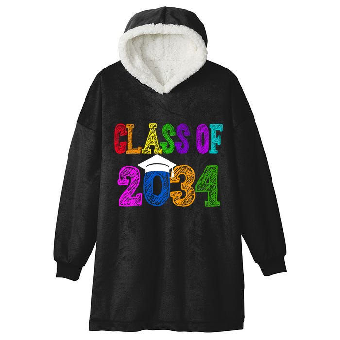 Class Of 2034 Graduation First Day Of School Hooded Wearable Blanket