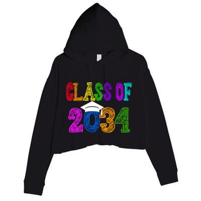Class Of 2034 Graduation First Day Of School Crop Fleece Hoodie