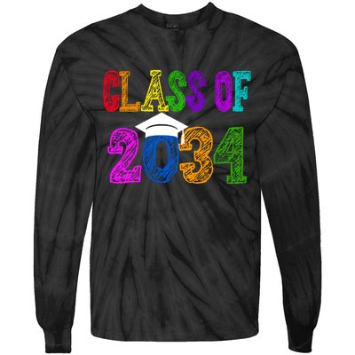 Class Of 2034 Graduation First Day Of School Tie-Dye Long Sleeve Shirt