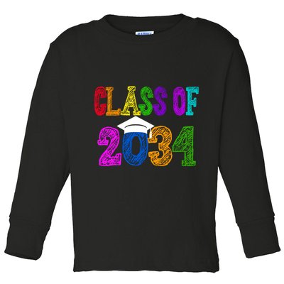 Class Of 2034 Graduation First Day Of School Toddler Long Sleeve Shirt