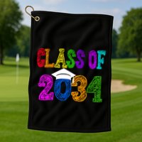 Class Of 2034 Graduation First Day Of School Golf Towel