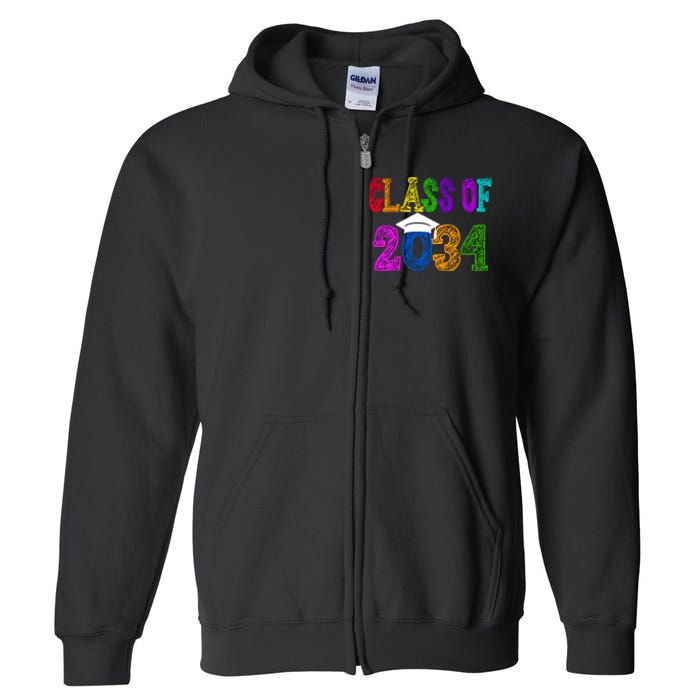 Class Of 2034 Graduation First Day Of School Full Zip Hoodie