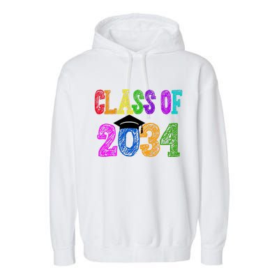 Class Of 2034 Graduation First Day Of School Garment-Dyed Fleece Hoodie