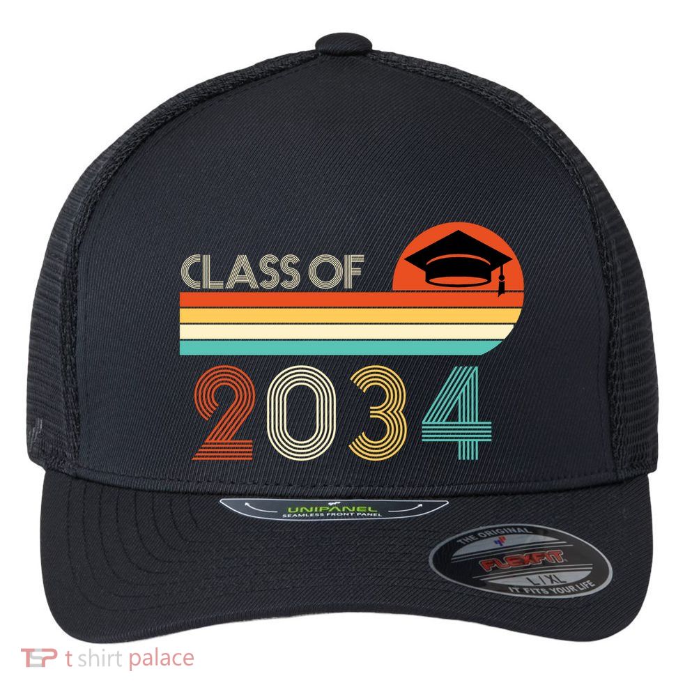 Class Of 2034 Grow With Me Pre-K Graduate Vintage Flexfit Unipanel Trucker Cap