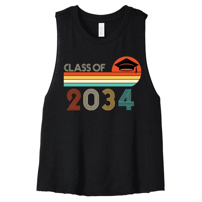 Class Of 2034 Grow With Me Pre-K Graduate Vintage Women's Racerback Cropped Tank