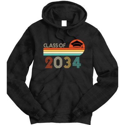 Class Of 2034 Grow With Me Pre-K Graduate Vintage Tie Dye Hoodie