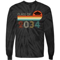 Class Of 2034 Grow With Me Pre-K Graduate Vintage Tie-Dye Long Sleeve Shirt