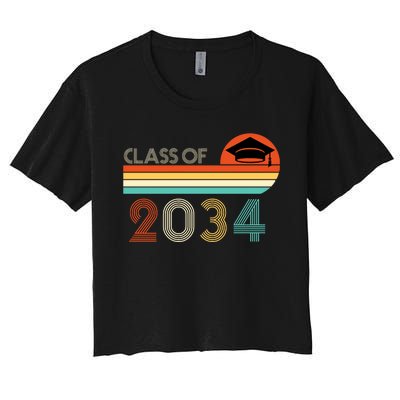 Class Of 2034 Grow With Me Pre-K Graduate Vintage Women's Crop Top Tee