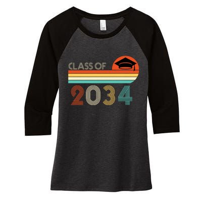 Class Of 2034 Grow With Me Pre-K Graduate Vintage Women's Tri-Blend 3/4-Sleeve Raglan Shirt