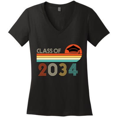 Class Of 2034 Grow With Me Pre-K Graduate Vintage Women's V-Neck T-Shirt
