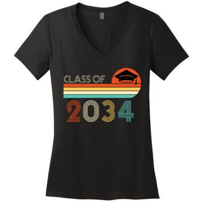 Class Of 2034 Grow With Me Pre-K Graduate Vintage Women's V-Neck T-Shirt